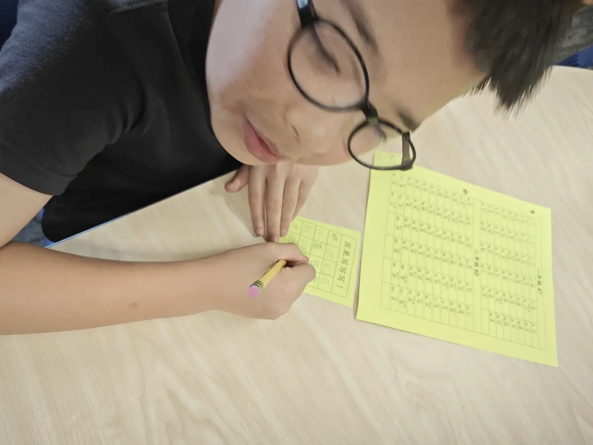 学生在课堂内认真完成中文或文化学习任务